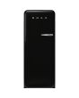 Smeg FAB28LBL5UK 60cm 50s Style Left Hand Hinge Fridge with Icebox, Black