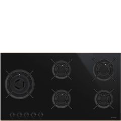 Smeg PV695LCNR 90cm Dolce Stil Novo Gas Hob, Black with Copper Trim