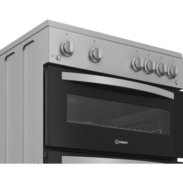 Indesit IDG6GS 60cm Gas Double Cooker - Silver