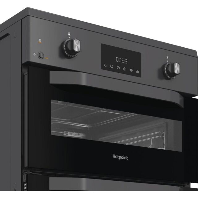 Hotpoint HDE6IDC2SA 60cm Freestanding Electric Double Cooker with Induction Hob