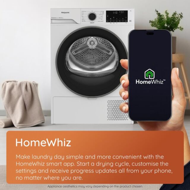 Hotpoint CHD94MBBSUK Fabric Care 9kg Heat Pump Tumble Dryer with HomeWhiz