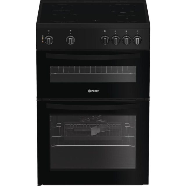 Indesit IDE6VMB 60cm Electric Cooker with Ceramic Hob - Black