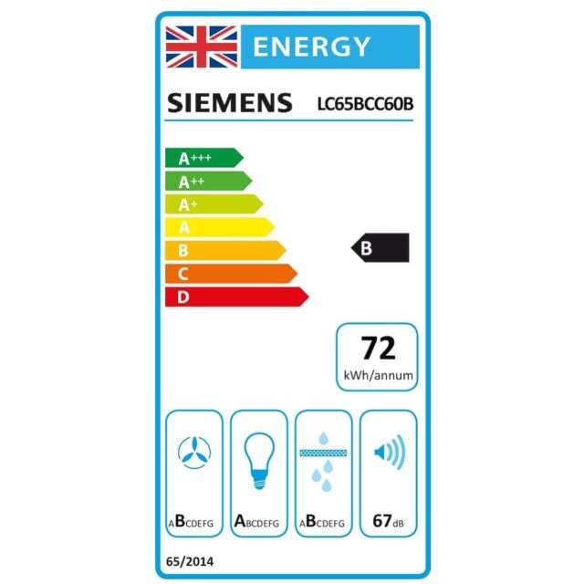 Siemens LC65BCC60B, Wall-mounted cooker hood
