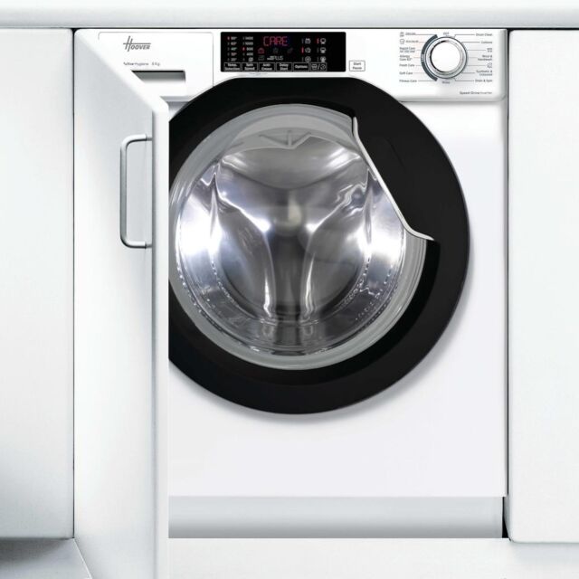 HBWS 484DMBW5-80 Integrated 8kg Washing Machine - 1400 rpm - A Energy Rating - White with Black Door