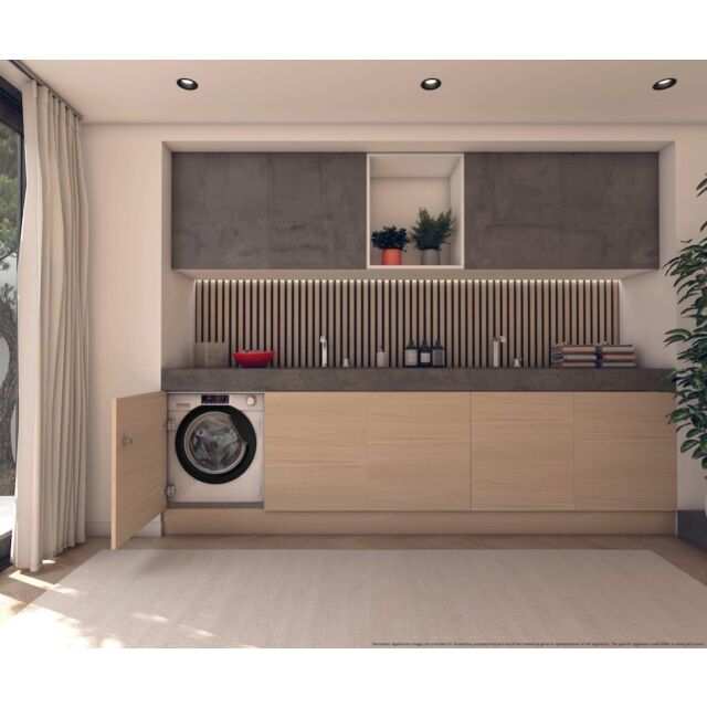 Hoover HBDS 4854DMB5-80 Integrated 8+5kg Washer Dryer - 1400 rpm - A/D Energy Rating - White with Black Door