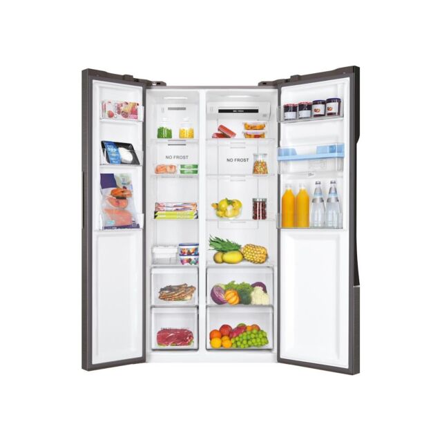 Haier HSR3918EWPG 90cm American Style Side-by-Side Fridge Freezer - Platinum Inox