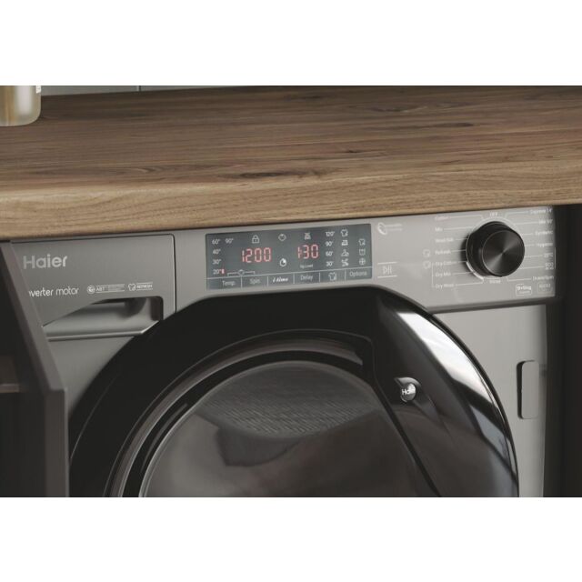Haier HWDQ90B416FWBRUK Series 4 5/9kg 1600rpm D/A Rated Integrated Washer Dryer - Graphite