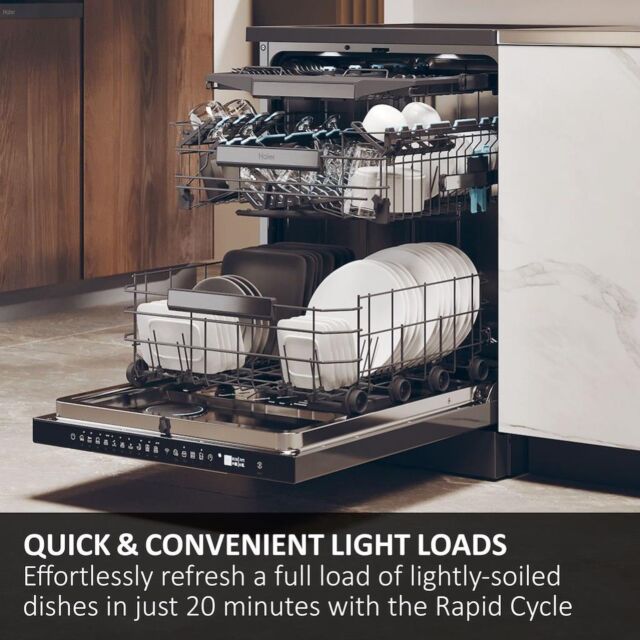 Haier XS 6B4S3FSB-80 Integrated 60cm Dishwasher with 16 Place Settings and WiFi