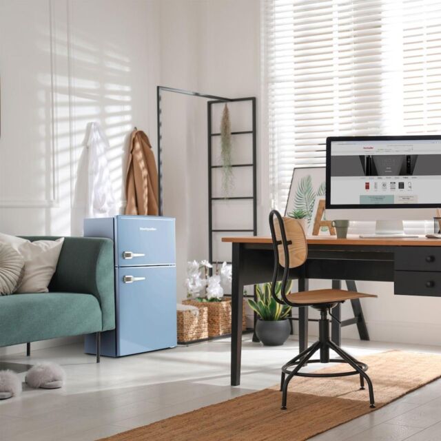 Montpellier MAB2035EPB Retro Undercounter Fridge Freezer In Pastel Blue