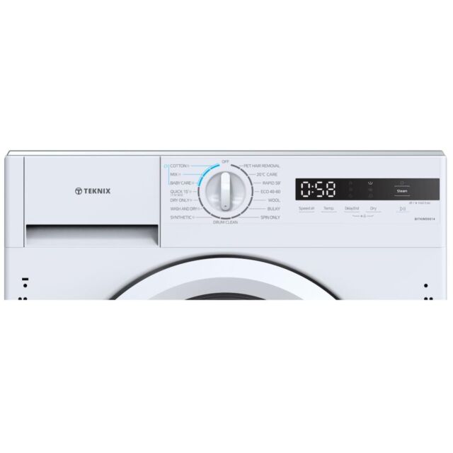 Teknix BITKWD8614 Integrated 8/6kg Washer Dryer with 1400rpm Spin - White