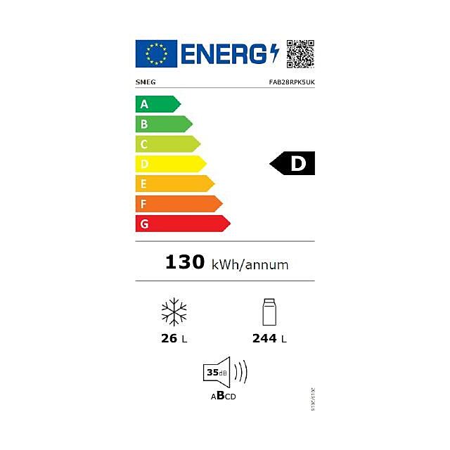 Smeg FAB28RPK5UK Retro Tall Fridge with Ice Box - Pink