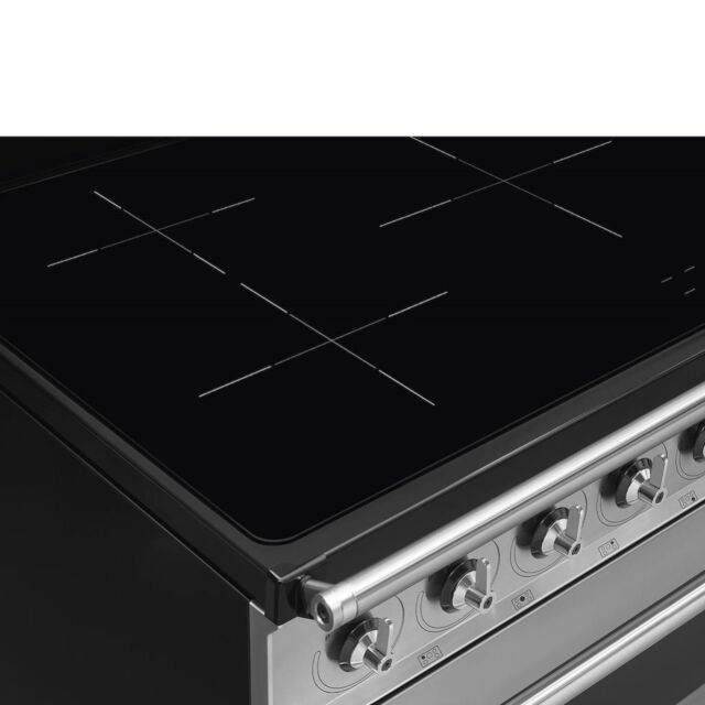Smeg SY93I-1 90cm Symphony Electric Range Cooker, Eclipse Glass