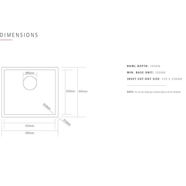 Caple MODE045/BS Caple MODE045/BS Mode 45 Inset or Undermounted Gold