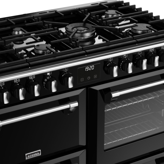 Stoves Richmond Deluxe ST DX RICH D1000DF BK 100cm Dual Fuel Range Cooker
