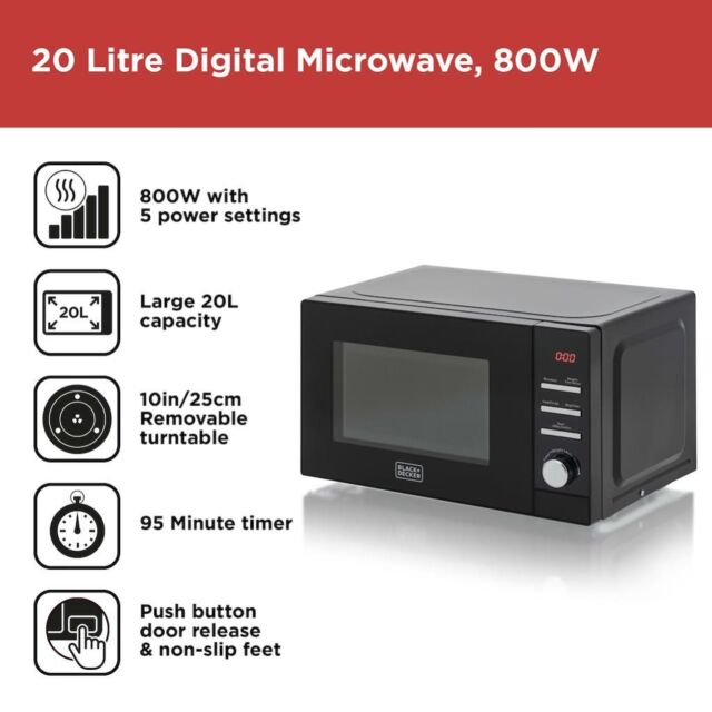 Black & Decker BXMZ24040GB 20L Digital Microwave Oven
