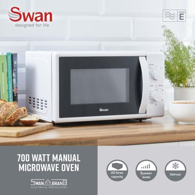 Swan SM4420WHT 20L 700W Manual Microwave - White