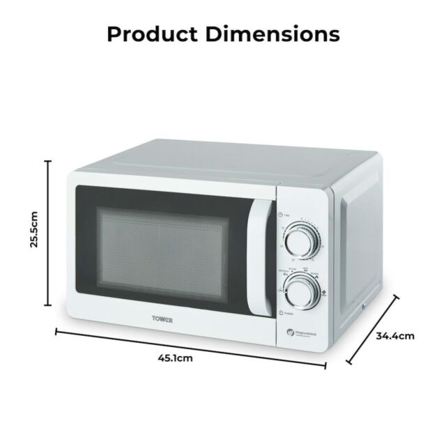 Tower T24042WHT 20L 800W Manual Microwave - White