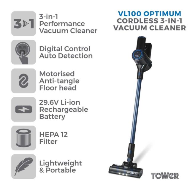 Tower T513012AT VL100 Optimum Cordless 3-in-1 Vacuum Cleaner